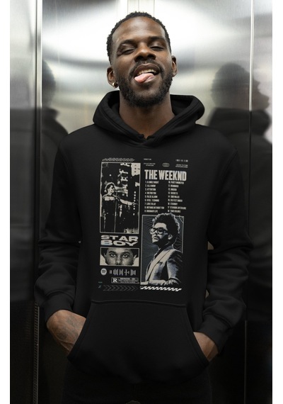Sevbano Özel Tasarım Starboy The Weeknd Baskılı Unisex Oversize Rapper Şa Siyah