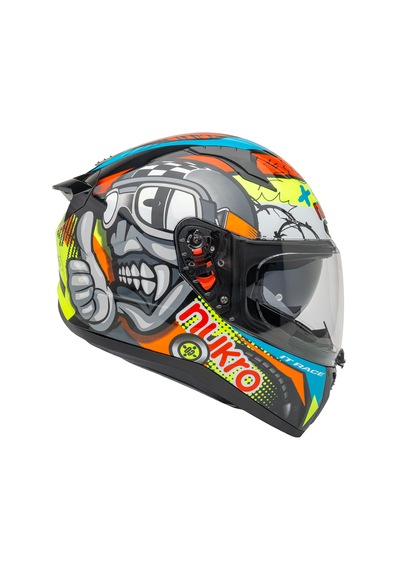 Nukro B-506 Kong Kapalı Motosiklet Kaskı Siyah-kırmızı-neon Sarı