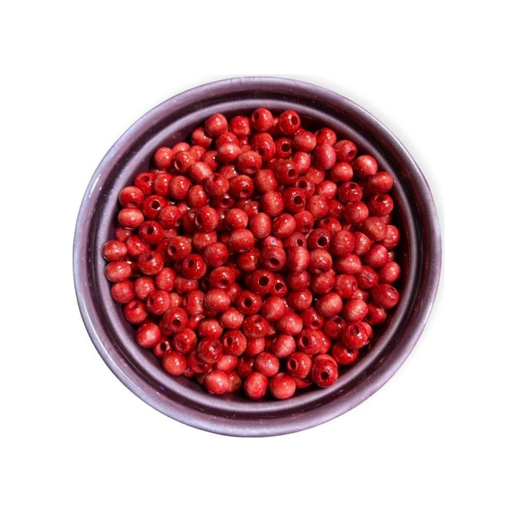 6 Mm Kırmızı Ahşap Boncuk - Dekor Boncuğu , Makrome Boncuğu 50 Gr , Ort 350-400 Adet