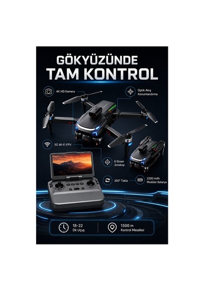 Premium M9 Plus 4k Hd Kameralı Katlanabilir Drone, Ekranlı Kumandalı, 5g Wi-fi Fpv Görüntü, Optik Akış