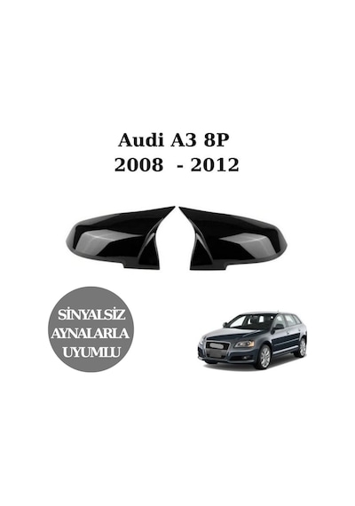 Audi A3 8p 2008 2009 2010 2011 2012 Sinyalsiz Aynalara Uyumlu Yarasa Batman Ayna Kapağı Seti Parlak Siyah
