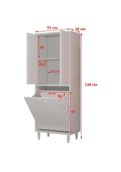 Gamzem Genç Odası 55x138 Cm Oyuncak Sepetli Çocuk Odası Dolabı Beyaz