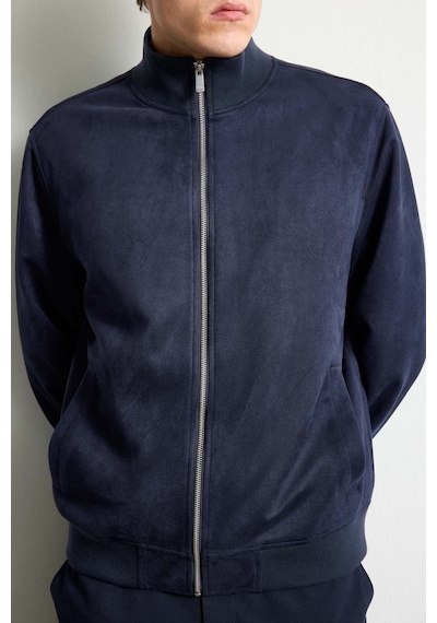 Defacto Ultra Yumuşak Slim Fit Dik Yaka Astarlı Fermuarlı Cepli Süet Mevsimlik Mont D1524ax26aunv253 Lacivert-nv253