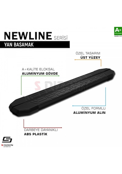 S-dizayn Fiat Doblo 3 Newline Siyah Yan Basamak 203 Cm 2023 Üzeri