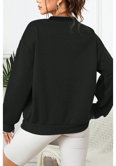 Uyguntarz Unisex Kafadar Ayılar Baskılı Bisiklet Yaka Sweatshirt 2siyahh