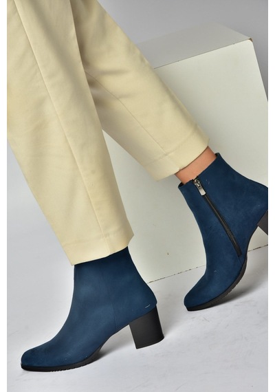 Fox Shoes G654013102 Lacivert Süet Alçak Topuklu Kadın Bot