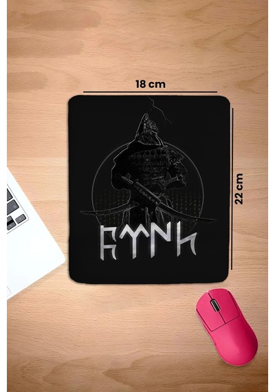 Sonictouch Bilek Destekli Savaşçı Türk Siyah Dikdörtgen Pürüzsüz Yüzey Dikişsiz Mouse Pad 18x22cm Mousepad