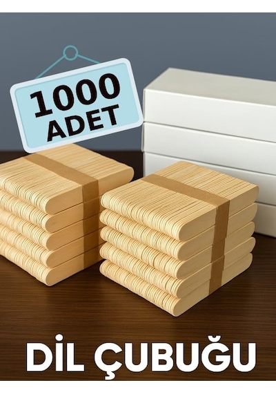 Dil Çubuğu 1000 Adet Abeslang Naturel Geniş Jumbo Maket Hobi Okul 1000 Parça Dil Basma Çubuğu Dondurma Çubuğu
