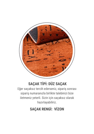Venüs Kiremit Iskandinav Kilim, Yumuşak, Kaymaz Tabanlı, Yıkanabillir, Antialerjik Pamuk Halı Turuncu