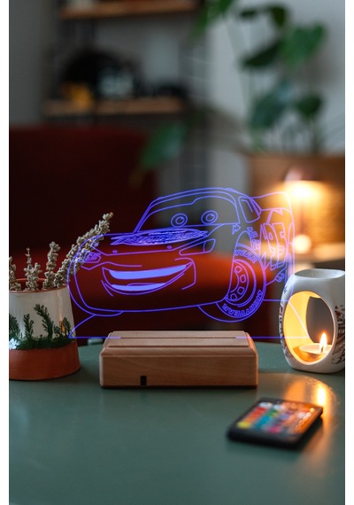 Şimşek Mcqueen Araba 16 Renk Kumandalı 3d Gece Lambası