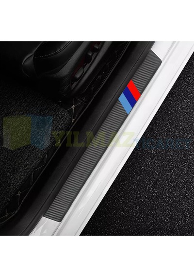 Bmw M Karbon Kapı Eşiği Oto Sticker Etiket Yapıştırma 4 Parça