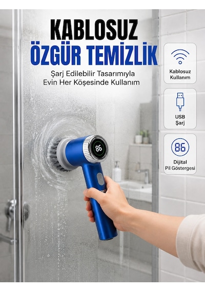 Zenvia Mutfak, Banyo Ve Fayanslar İçin Çok Amaçlı Elektrikli Temizlik Fırçası Znv2026 Çok Renkli