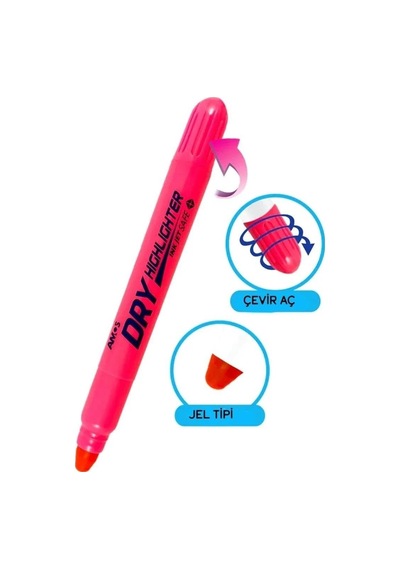 Amos Dry Highlighter - Fosforlu Kalem Pembe Çok Renkli