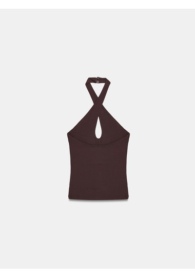 DİLVİN 21267 Halter Top-koyu Kahve