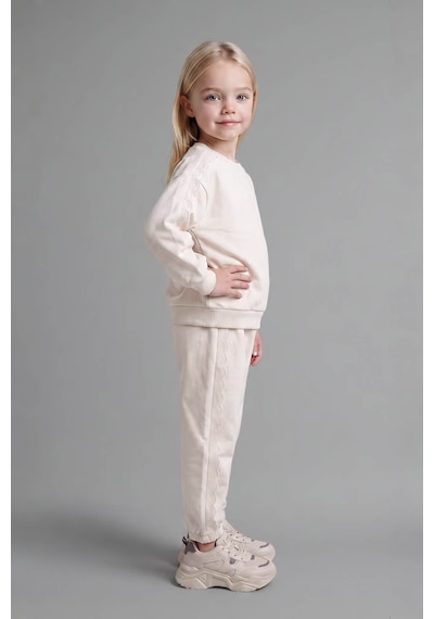 Defacto Pamuklu Regular Fit 2'li Ekru Kız Bebek Alt-üst Takım I2904a5/er134