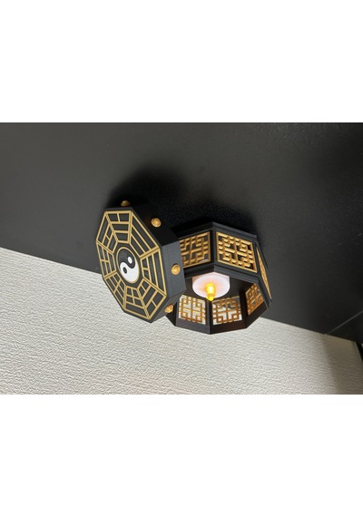 3d Baskı Oryantal Bagua Fener Tealight Mumluk Çok Parçalı Dekoratif Mum Feneri Çok Renkli