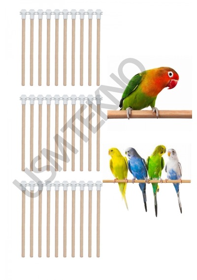Usmtekno Kuş Tüneği Ahşap Tünek Ağaç Tünek Tahtatünek 30 Adet 25 CM Beyaz