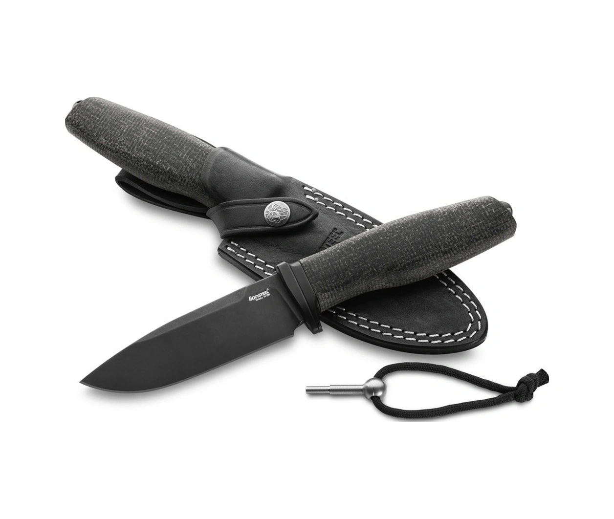 Lionsteel Acha Black Burlap Black Blade Mikarta Kamp Bıçak Siyah