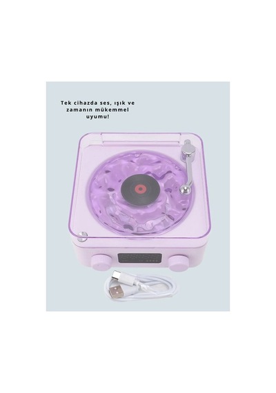Retro Bluetooth Hoparlör Mor Siyah