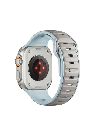 Watch Ultra 49mm Arth Krd-135 Silikon Kordon Strap Kayış - Açık Mavi-gri