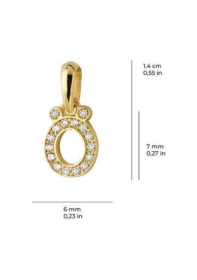 Goldkupe 14 Ayar Altın Ö Harfi Taşlı Kolye Ucu 0,50 Gr-6347 Altın