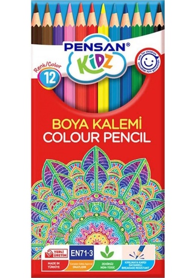 Kidz Kuru Boya Kalemi 12 Renk Tam Boy