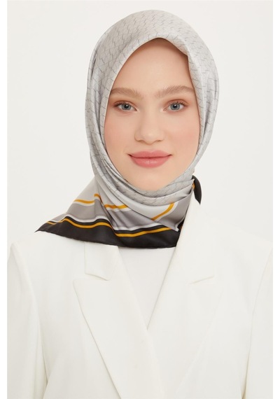Armine İpek Eşarp Nostalji - 8724-31 Twill 09 Sarı Gri