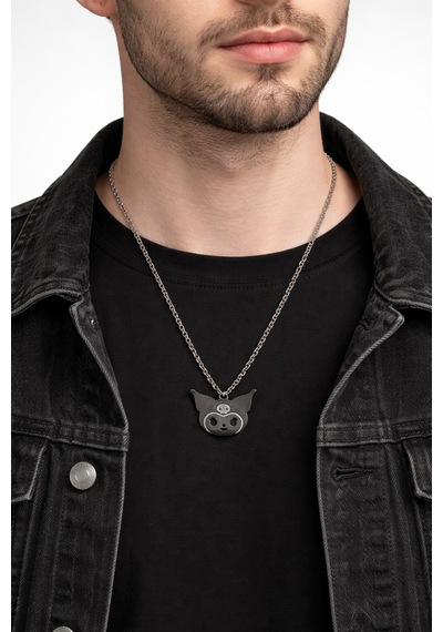 Unisex Kurukafa Kedi Figürlü Metal Kolye Gümüş Renk 60 Cm Çok renkli