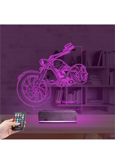 Luvivia Motosiklet Harley Motor Kişiye Özel 3d Lamba - Masa Gece Lambası V2 Şeffaf