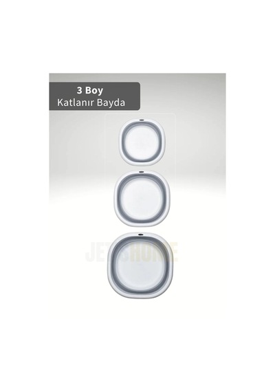 Jet's Home 6'lı Banyo Seti Katlanır Sele Katlanır Badya Katlanır Kova Katlanır Maşrapa Bpa Free Beyaz - Gri