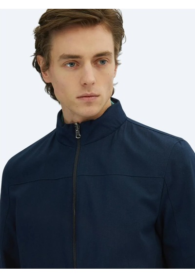 Kip Lacivert Regular Fit Gizli Kapüşon Casual Dokuma Çift Taraflı Mont Lacivert