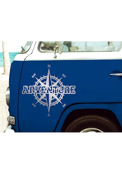 Pusula Ve Adventure Sticker - Araba Oto Karavan Motosiklet Cam Sticker - 00052 30x29 Cm