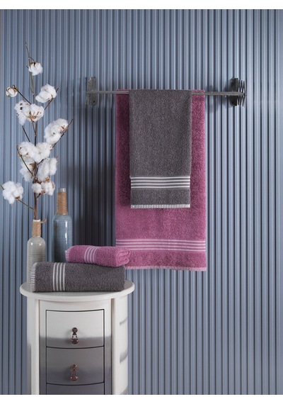 Rebeka Oscar Banyo Havlu Seti Yumuşak Havlu Seti 1200 Gram Mürdüm Antrasit Antrasit - Mürdüm