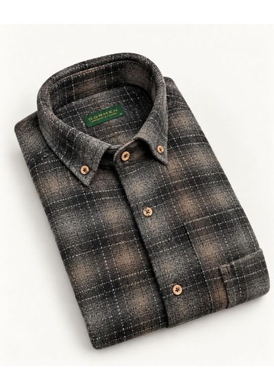 Classics Men Regular Fit Erkek Kışlık Hakiki Oduncu Gömleği Sütlü Kahve