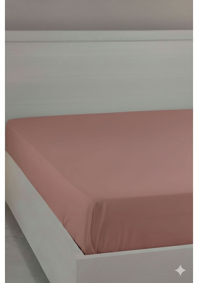 %100 Pamuk Ranforce Premium King Size Lastikli Çarşaf - Pudra Pudra