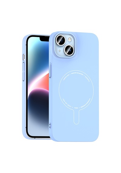 Maks Technology iPhone Uyumlu 13 Kılıf M-safe Şarj Özellikli Kamera Korumalı Mkst Elio Sert Pc Kapak - Açık Mavi