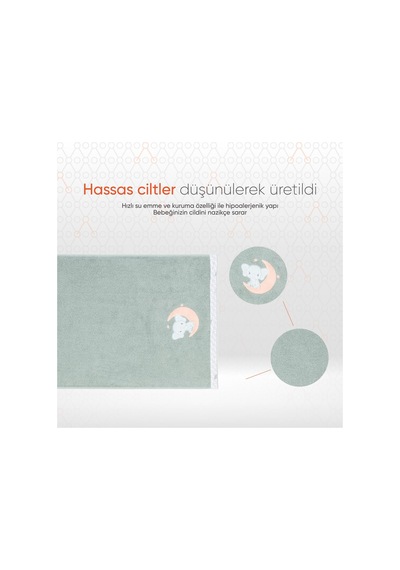 Gezenbebe Hero Nakışlı Bebek Çocuk El Ve Baş Havlusu 50x90 Yeşil
