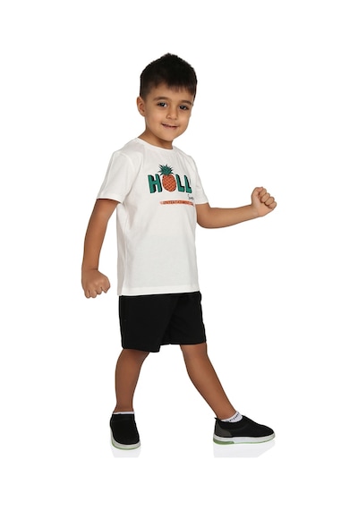 Toontoy Kids Toontoy Erkek Çocuk Hollo Baskılı Şortlu Takım Ekru