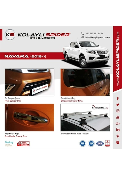 Nissan Navara Arka Tampon Eşiği Krom 2016 ve Sonrası