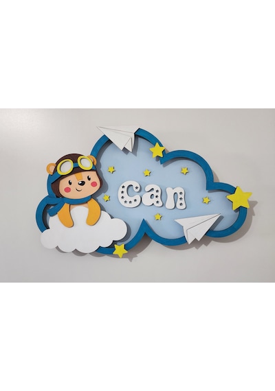 Ayıcık Bebek Odası Kapı Süsü Beyaz