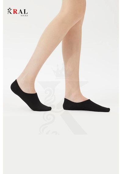 Kral Socks Kadın - Erkek 8 Li - 8 Çift Pamuklu Terletmez Yazlık Görünmez Çorap Seti Siyah