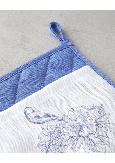 English Home Edenic Polyester 2'li Mutfak Seti 17x30 Cm+20x20 Cm Beyaz - Lacivert Beyaz - Lacivert