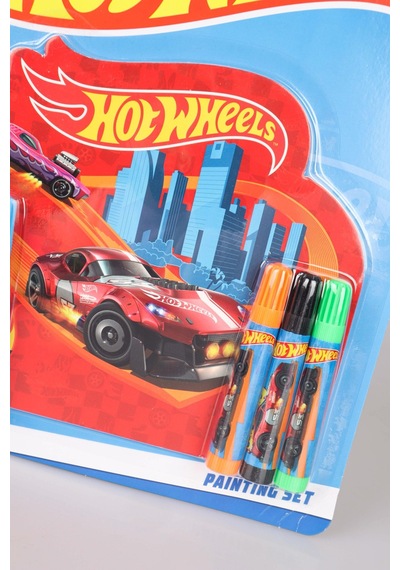 Dekomus İle Lisanslı Hot Wheels Boyama Defteri Ve 6 Adet Boya Kalemi Boyama Seti Ahşap