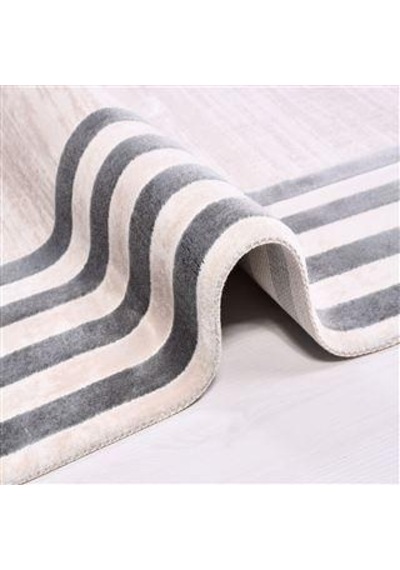 Bespoky Elkenz Gri Geometrik Modern Salon Halısı Makine Dokuma