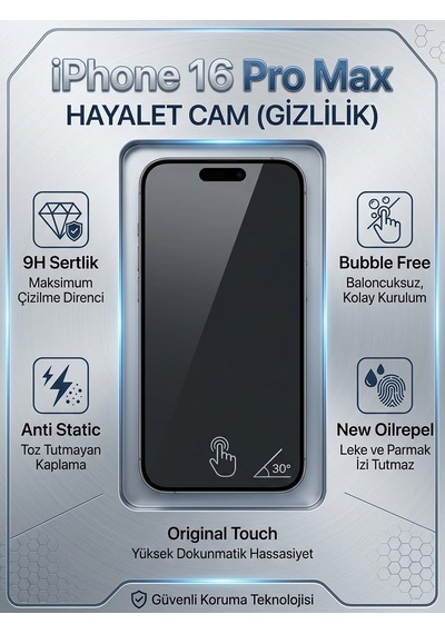 Iphone 16 Pro Max Uyumlu Ekran Koruyucu Hayalet Cam