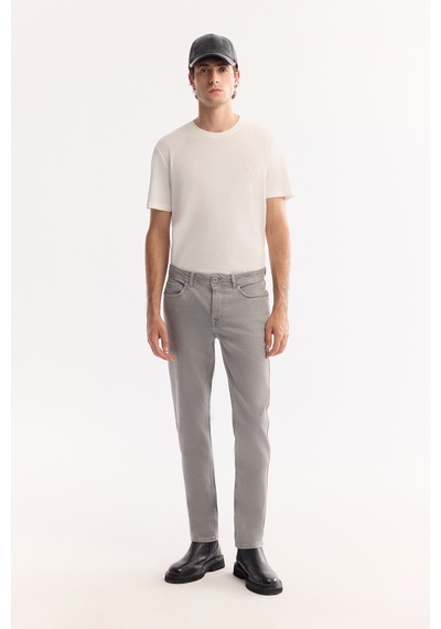 Avva Erkek Gri Klasik Bel Parça Boya Pamuklu Yıkamalı Berlin Slim Fit Jean Pantolon A52y3509