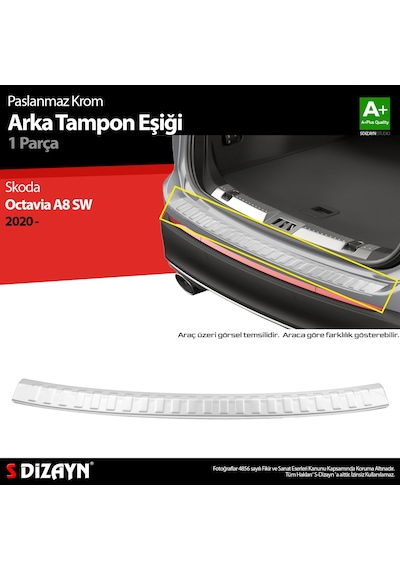 S-dizayn Skoda Octavia 4 A8 Sw Krom Arka Tampon Eşiği 2020 Üzeri
