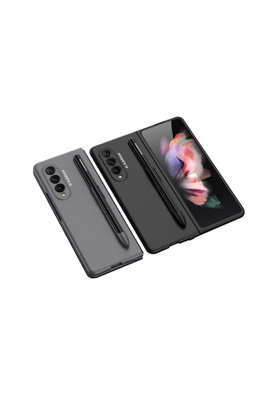 Galaxy Z Fold 3 Kılıf Zore Espen Kalem Yuva Tasarımlı Kılıf Siyah