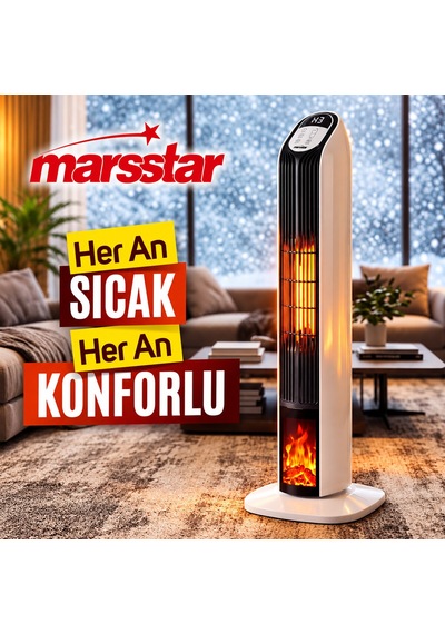 Kumandalı Sıcak Dik Ptc Seramik Fanlı Isıtıcı Led Kontrol Ekran - Devrilme Emniyet 2000w Ms-240 5705