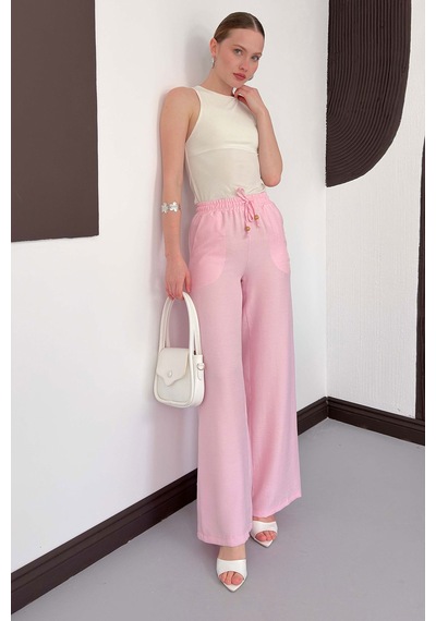 Verymoda Keten Pantolon D2381 Pembe